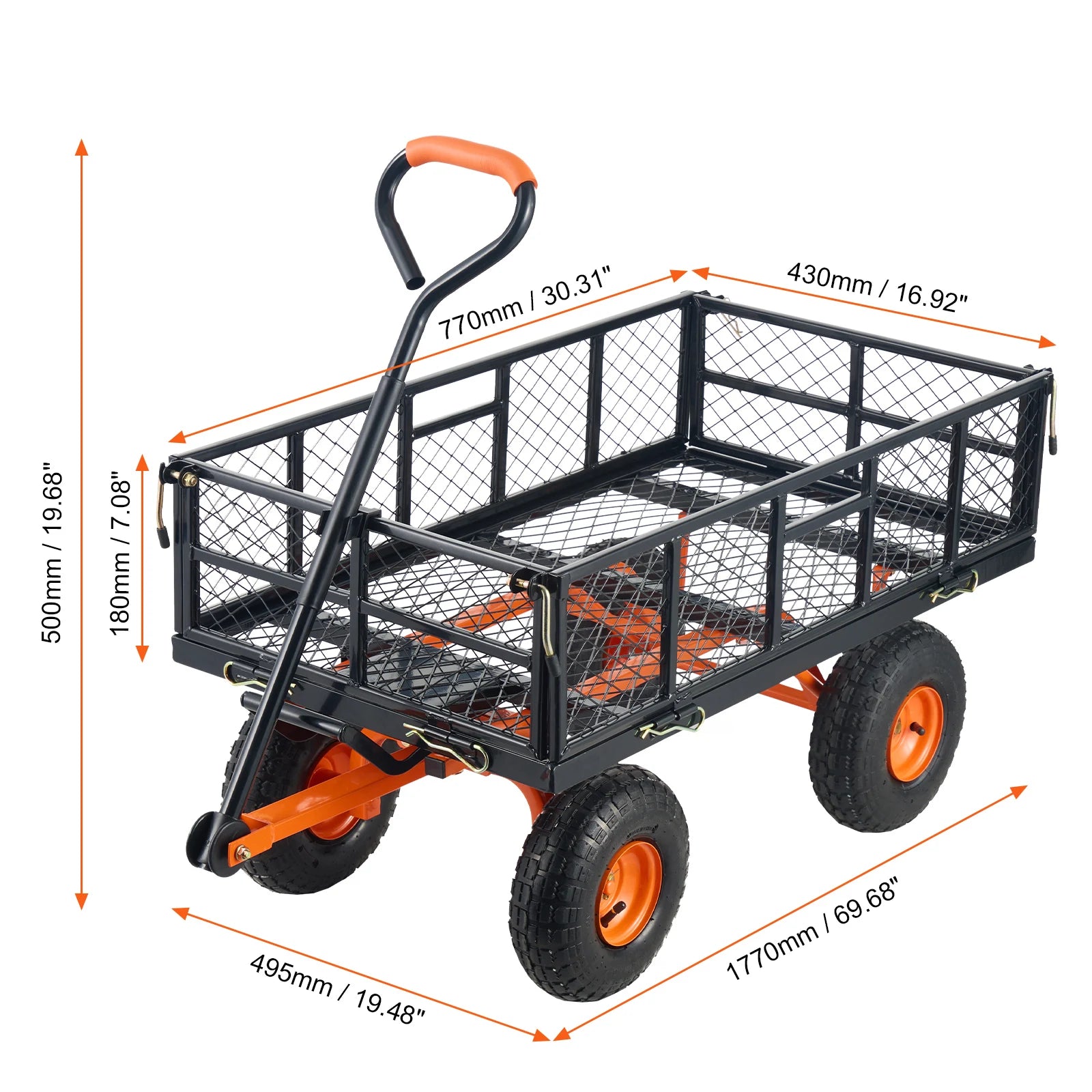 Garden wheelbarrow carrying soil and mulch