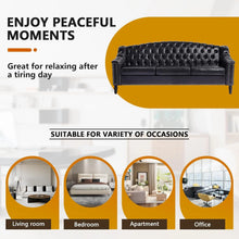HUANZHUANG Mid Century Modern Leather Sofa Chesterfield Sleeper