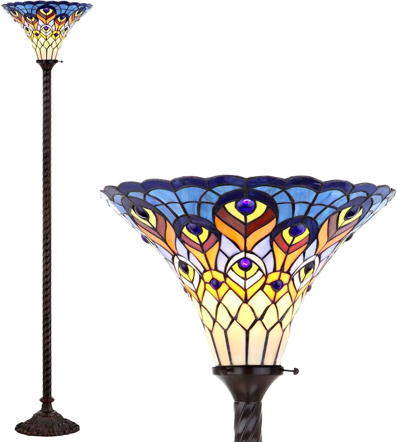 Jonathan Y Peacock Tiffany Style Torchiere LED Floor Lamp