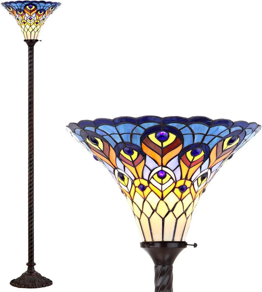 Jonathan Y Peacock Tiffany Style Torchiere LED Floor Lamp
