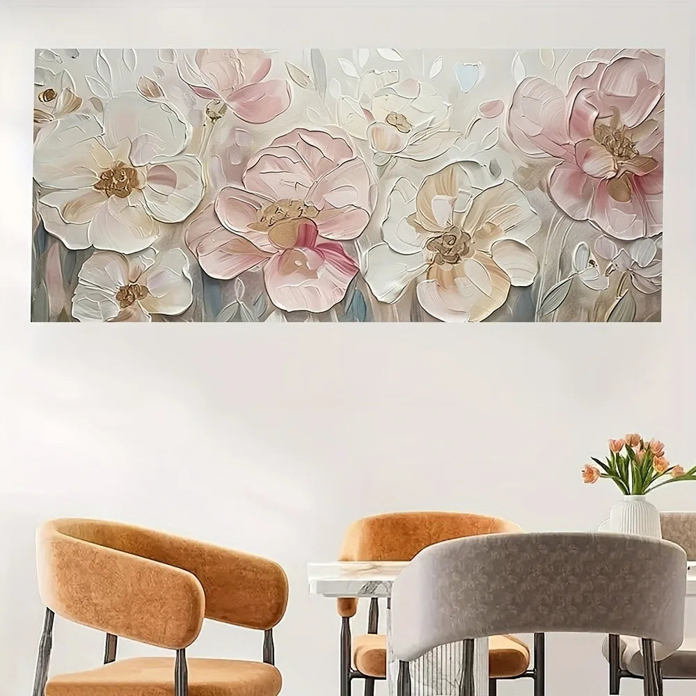 Pink floral canvas suitable for interior decoration