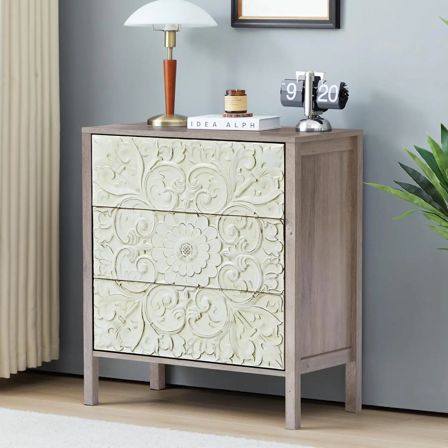 3 Drawer Dresser Vintage French Chest of Drawers for Storage