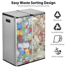Stainless Steel Dual Trash Can With Foot Pedal For Kitchen