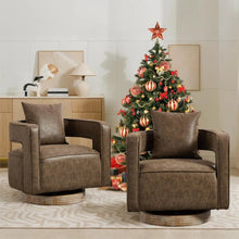 Upholstered Swivel Accent Chair Set Of 2 Linen Open Back Barrel Chair Pillow