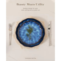 Dinnerware sets plates and bowls sets color deep blue
