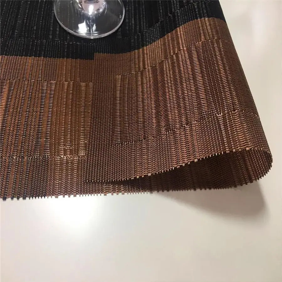 Vinyl Placemats Set of 12 Washable Durable Kitchen Table Mats Easy to Clean Plastic Placemats for Dining Table Brown
