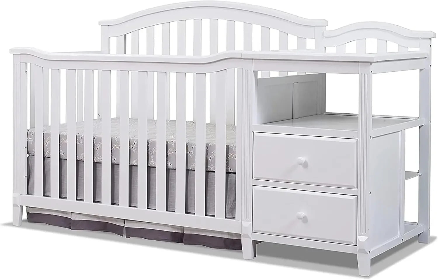 Furniture Berkley Crib and Changer with Slat Panel Back Classic -in- Convertible Diaper Changing Table Non-Toxic Finish Wooden B