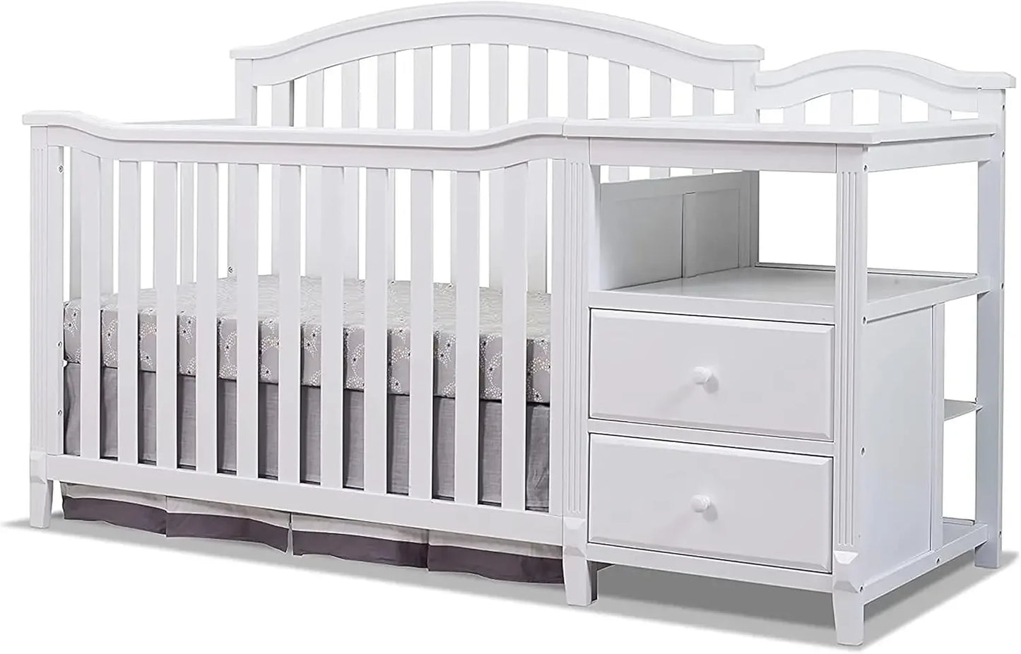Furniture Berkley Crib and Changer with Slat Panel Back Classic -in- Convertible Diaper Changing Table Non-Toxic Finish Wooden B