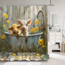 Cute Pig Bath Curtain For Kids Cartoon Animals Polyester