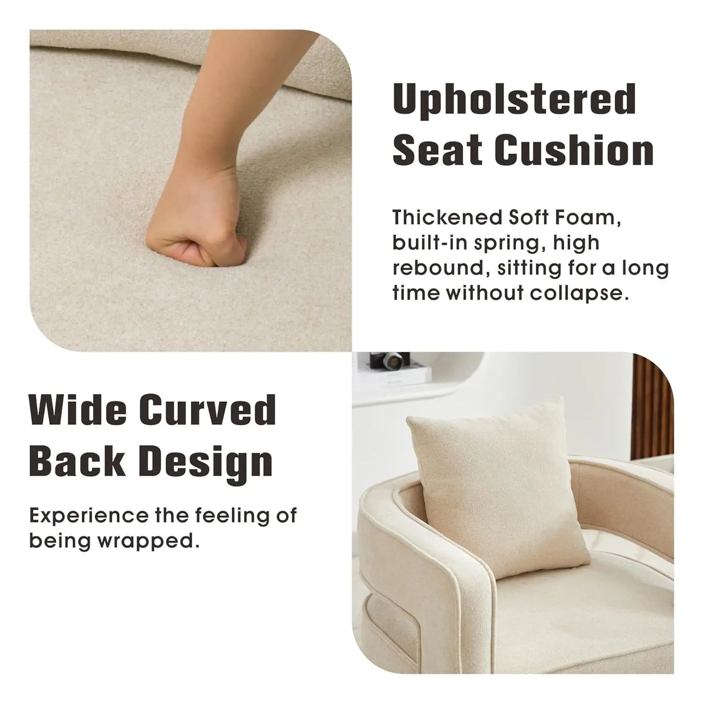 Upholstered Swivel Accent Chair Set Of 2 Linen Open Back Barrel Chair Pillow
