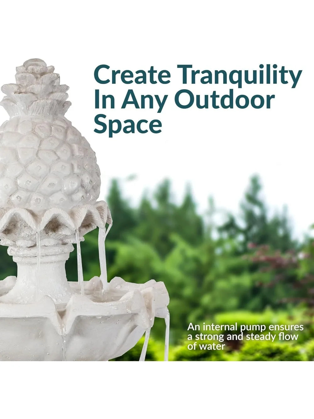 57" H Welcome 3-Tier Water Fountain - Large Electric Water Fountain with Pineapple Topper for Garden, Patio or Yard - White