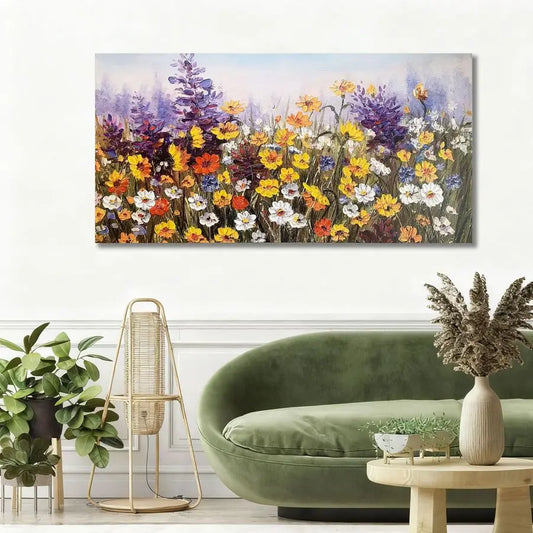 XMSJ Wildflower Canvas Wall Art Daisy Floral Abstract Painting For Living Room