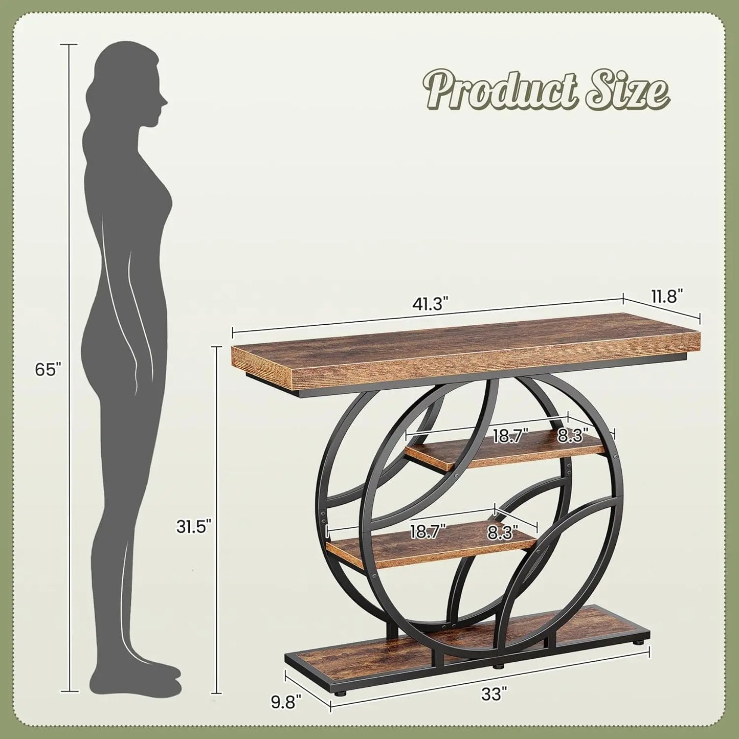 Rustic Industrial Console Table With Storage Shelves O Frame