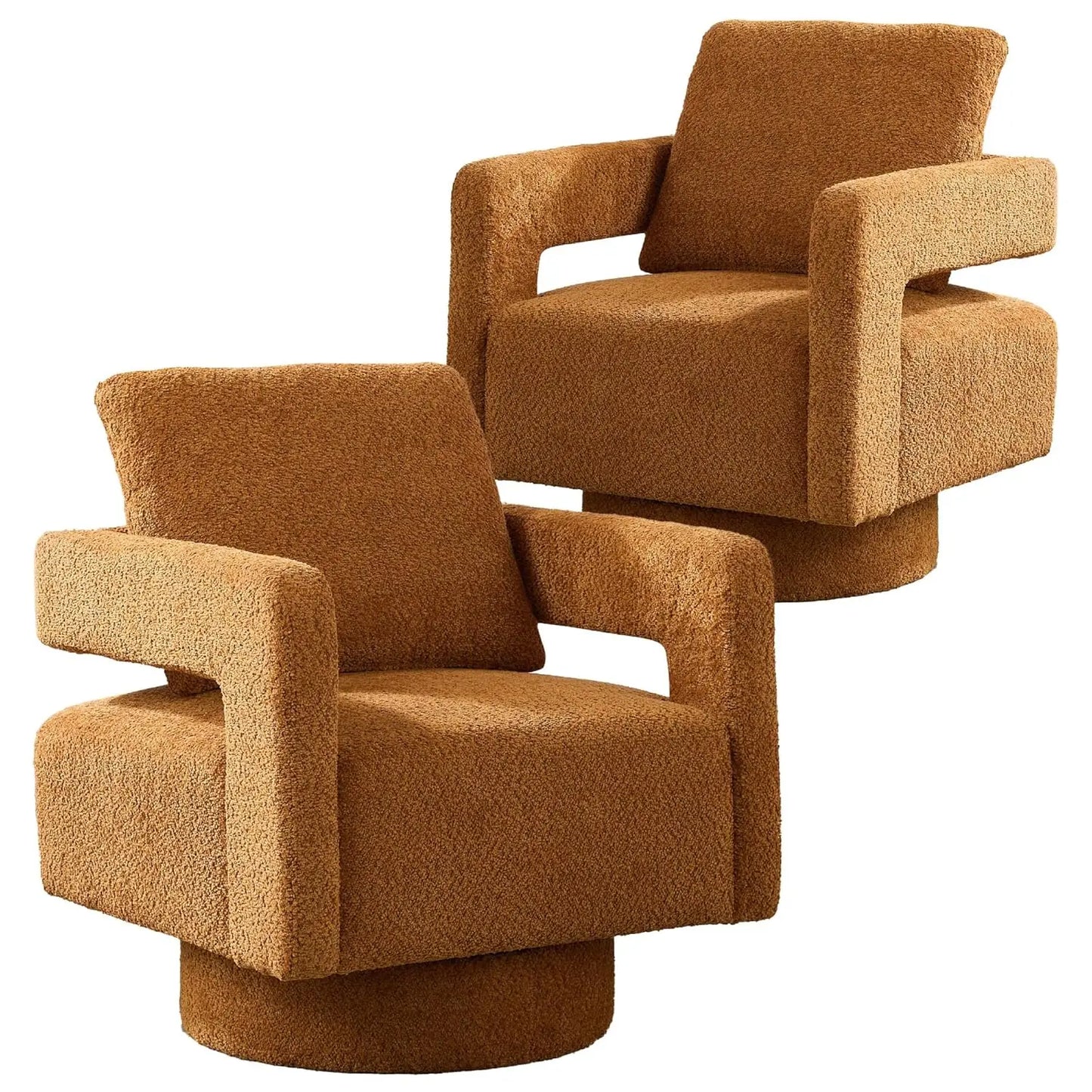 Upholstered Swivel Accent Chair Set Of 2 Linen Open Back Barrel Chair Pillow