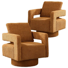 Upholstered Swivel Accent Chair Set Of 2 Linen Open Back Barrel Chair Pillow