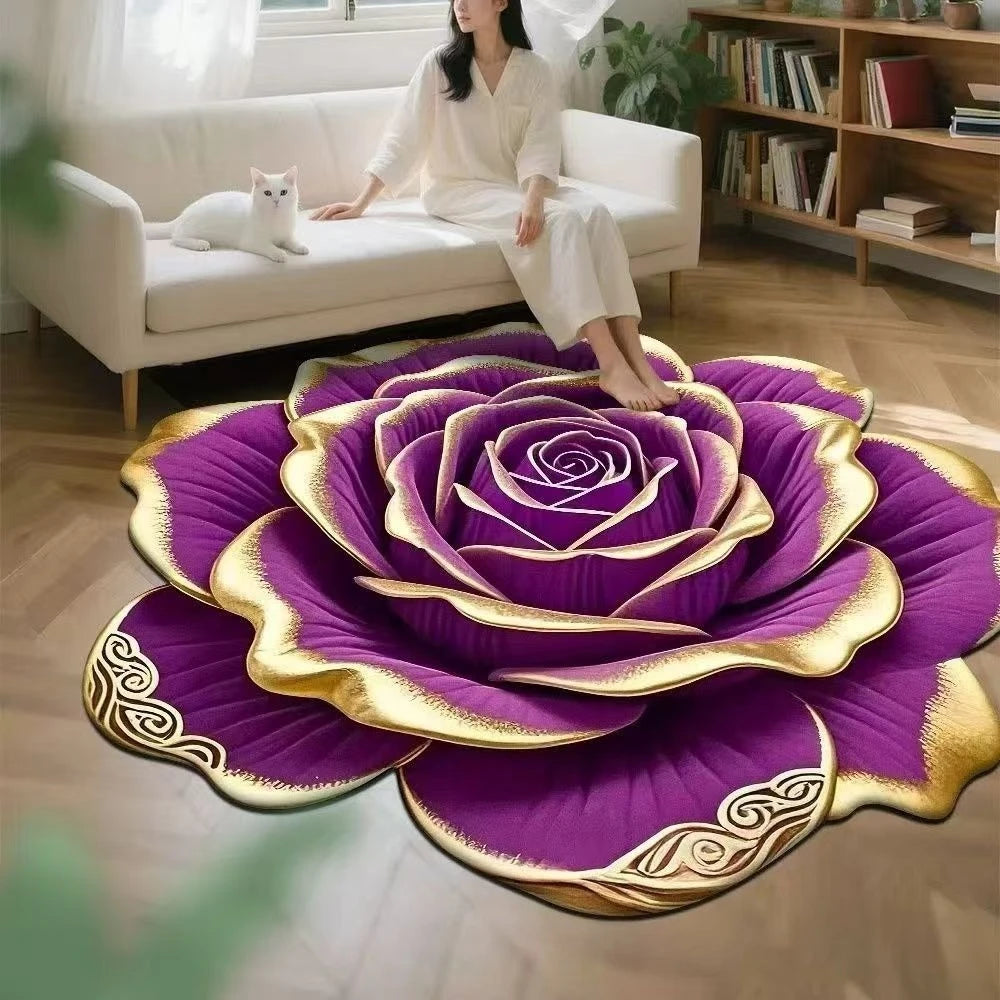 3D Flower Stereoscopic Vision Mat Anti-slip Living Room Decoration Soft Carpet Washable Lounge Rug Waterproof Rugs for Bedroom