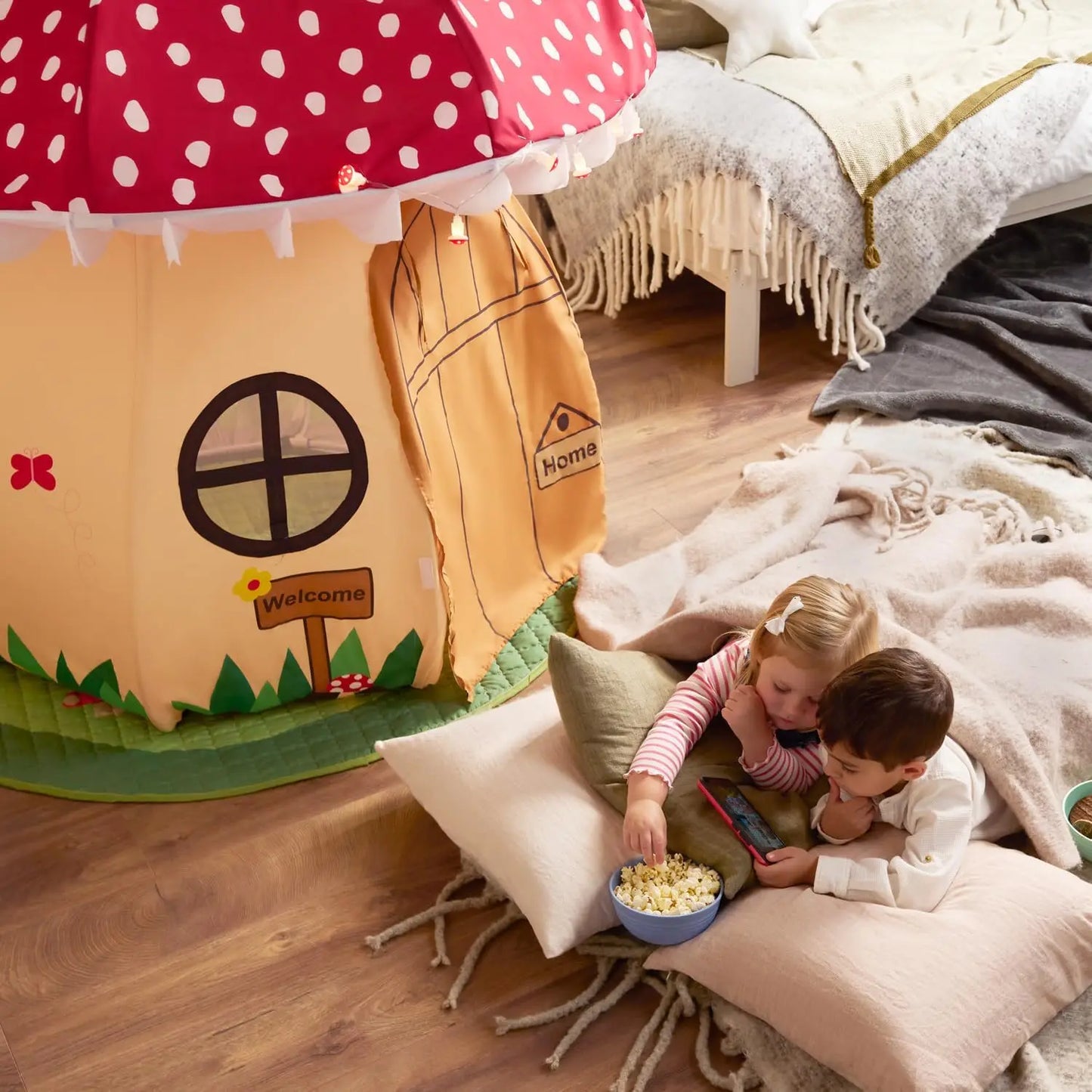 Enchanted Mushroom Play Tent For Kids 3 Plus Indoor Adventure House With Lights