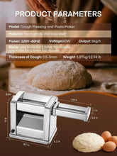 Electric Pasta Maker Machine Adjustable Thick Noodle Maker for Spaghetti Fettuccine Lasagna Kitchen Appliance