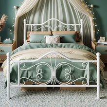 Kids Platform Bed Frame Metal With Butterfly Pattern Headboard Footboard
