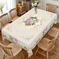 Tablecloth Elegant Pink Roses Tablecloth Vintage Floral Rose Pattern Polyester Table Cover Multiple Sizes Shabby Chic Farmhouse Design for Wedding Party Bridal Shower Dining Table Kitchen Home Decor Indoor Outdoor Use Durable