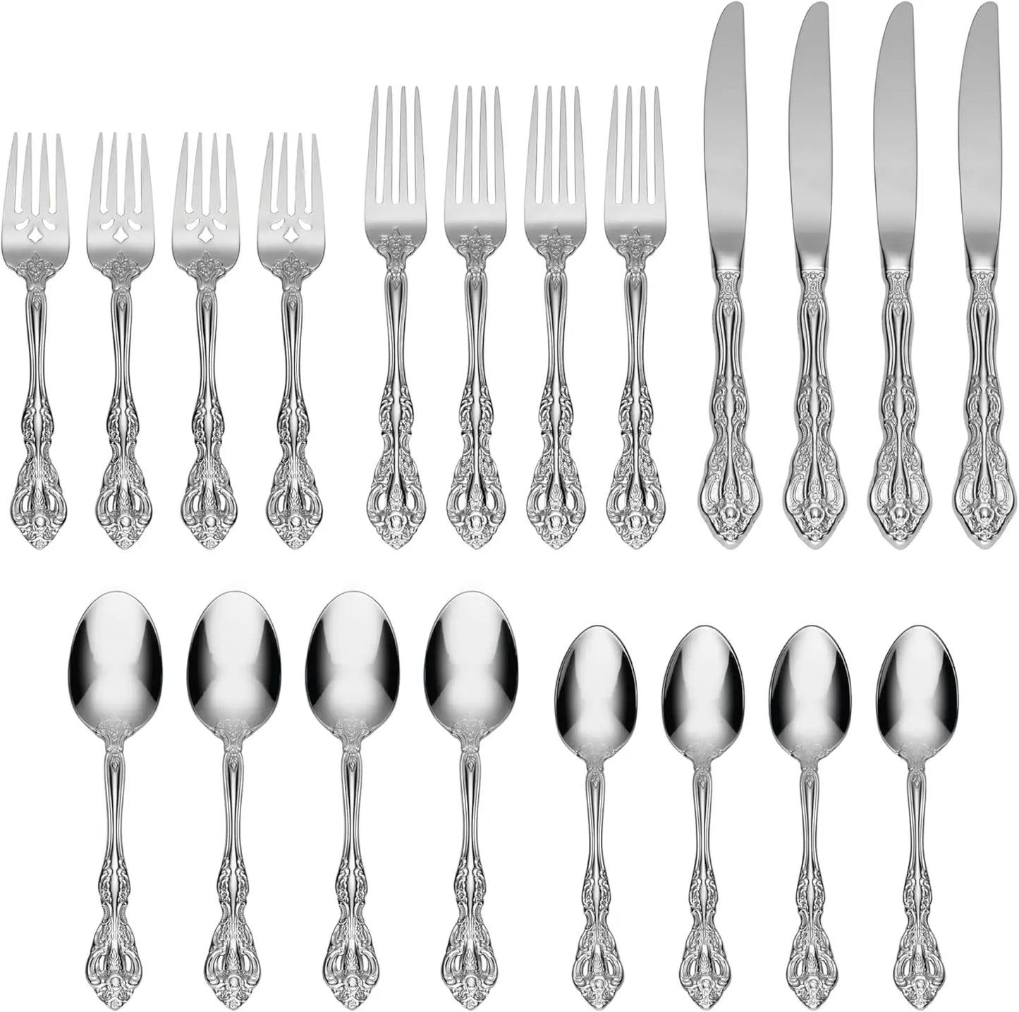 20 Piece Fine Flatware Set Service For 4 Heavyweight 18 10 Stainless