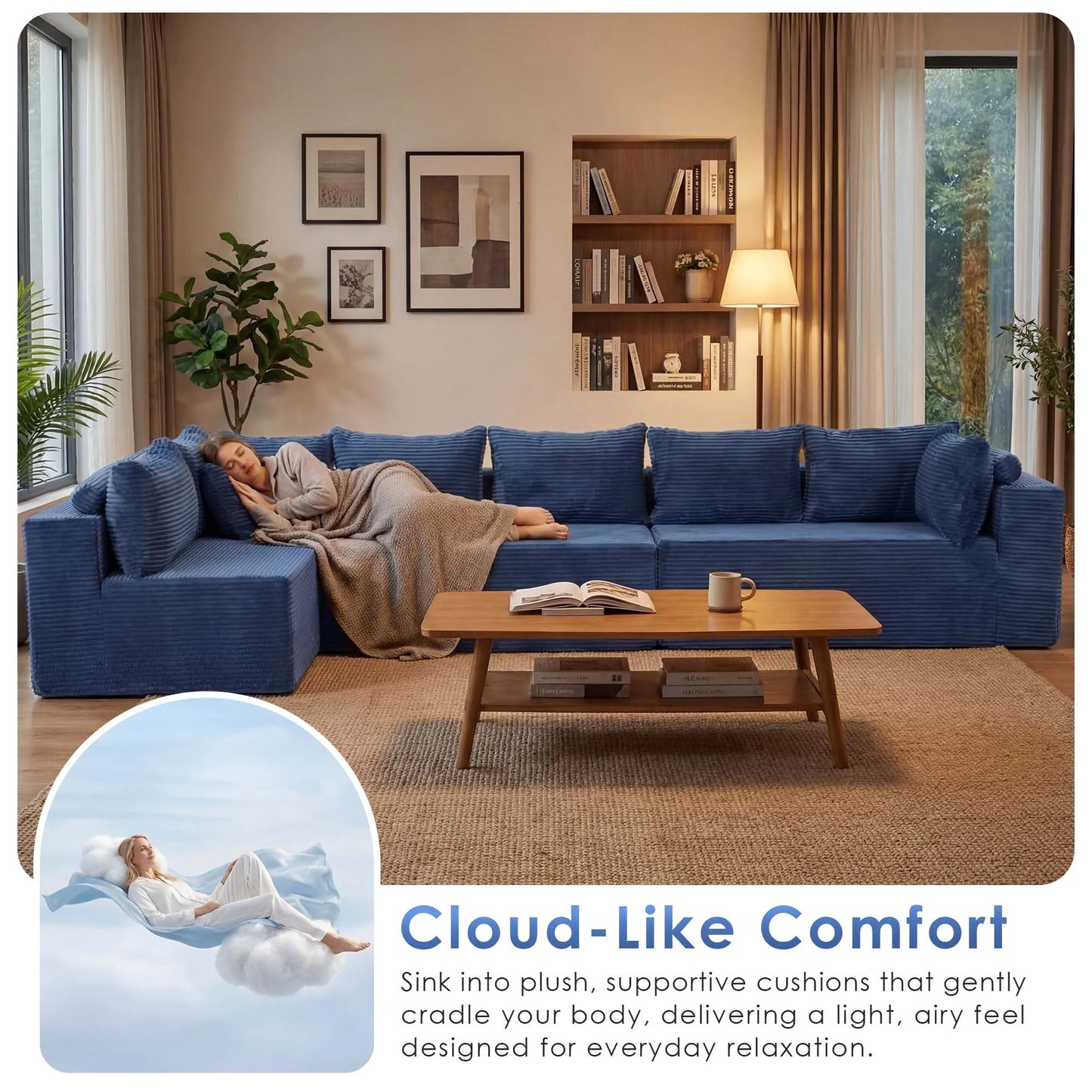 Redlife Boneless Modular Sectional Sofa With Ottoman
