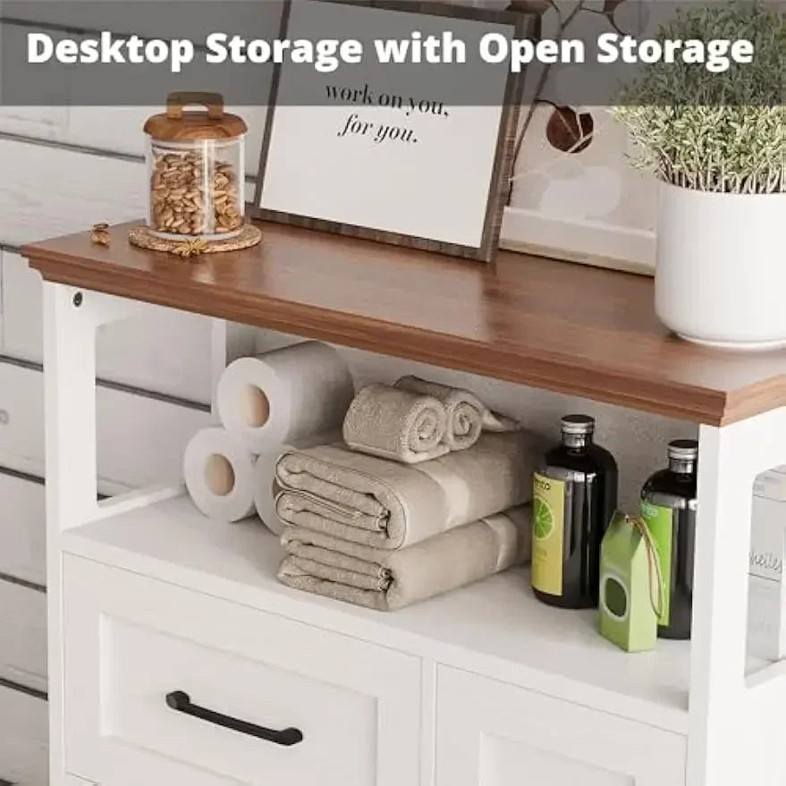 Farmhouse Bathroom Storage Cabinet With Four Drawers And Shelves