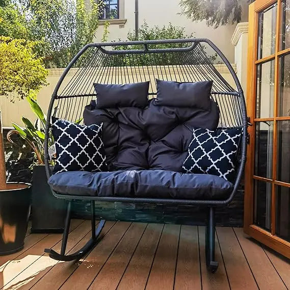 DAFIFY Outdoor Egg Chair Rocking Double Loveseat for Patio