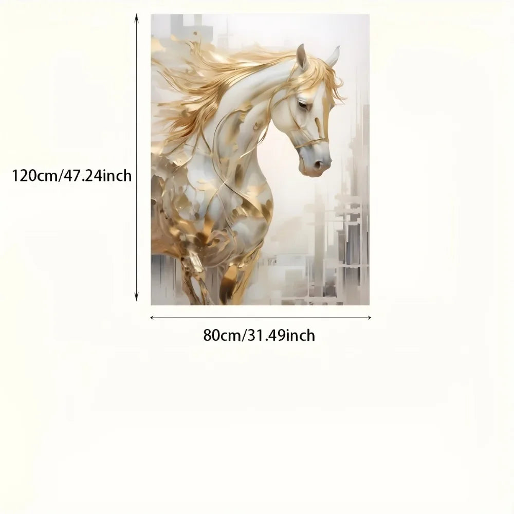 Frameless Modern Retro Golden Horse Wall Art Painting