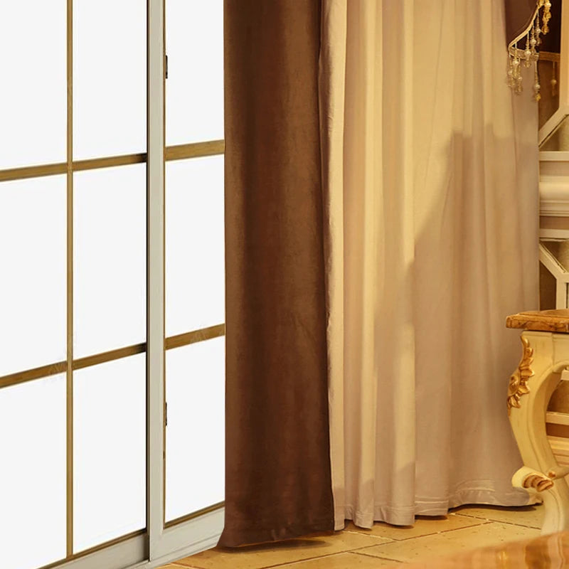 Flannelette Curtain Luxury European Living Room High Shading