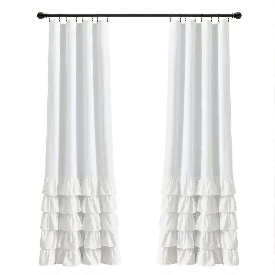Allison Ruffle 100 Blackout Window Curtain Single 40 W x 84 L White White Blackout Curtains for Bedroom or Nursery Coquette Curt
