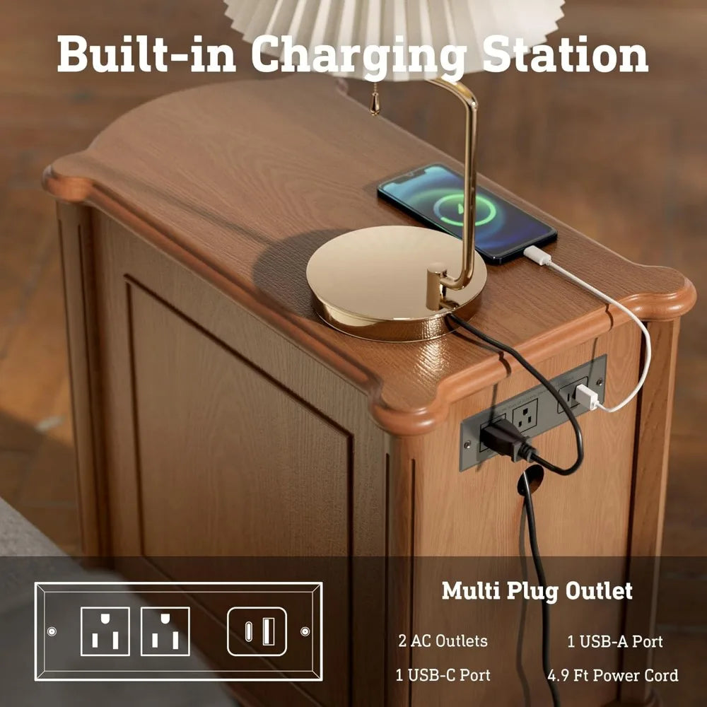 XMSJ Nightstand With Charging Station And 3 Drawers