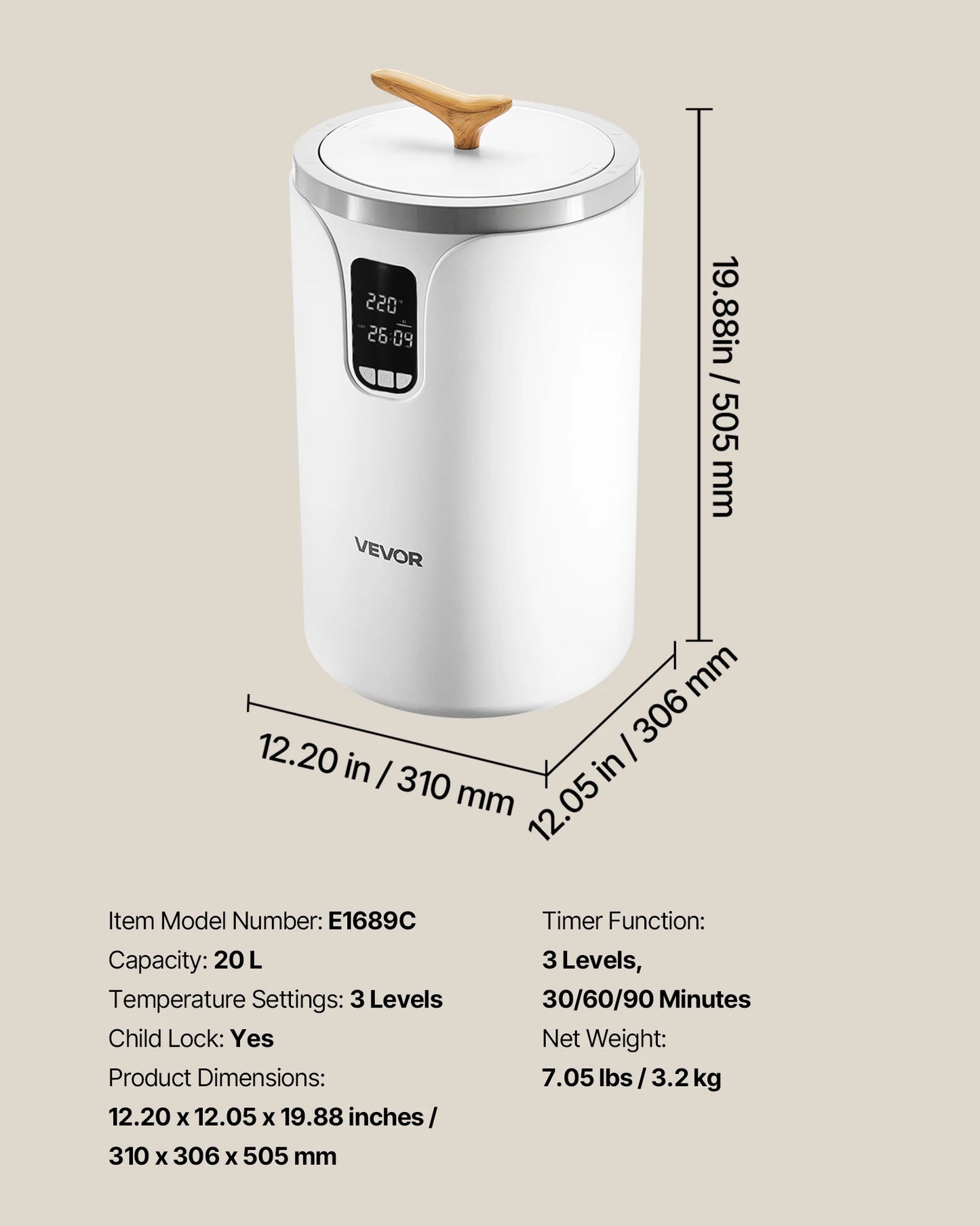 SucceBuy 20L Towel Warmer Bucket With LED Light Timer