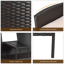Outdoor Rattan Loveseat Modern Patio Conversation Set With Cushions Table