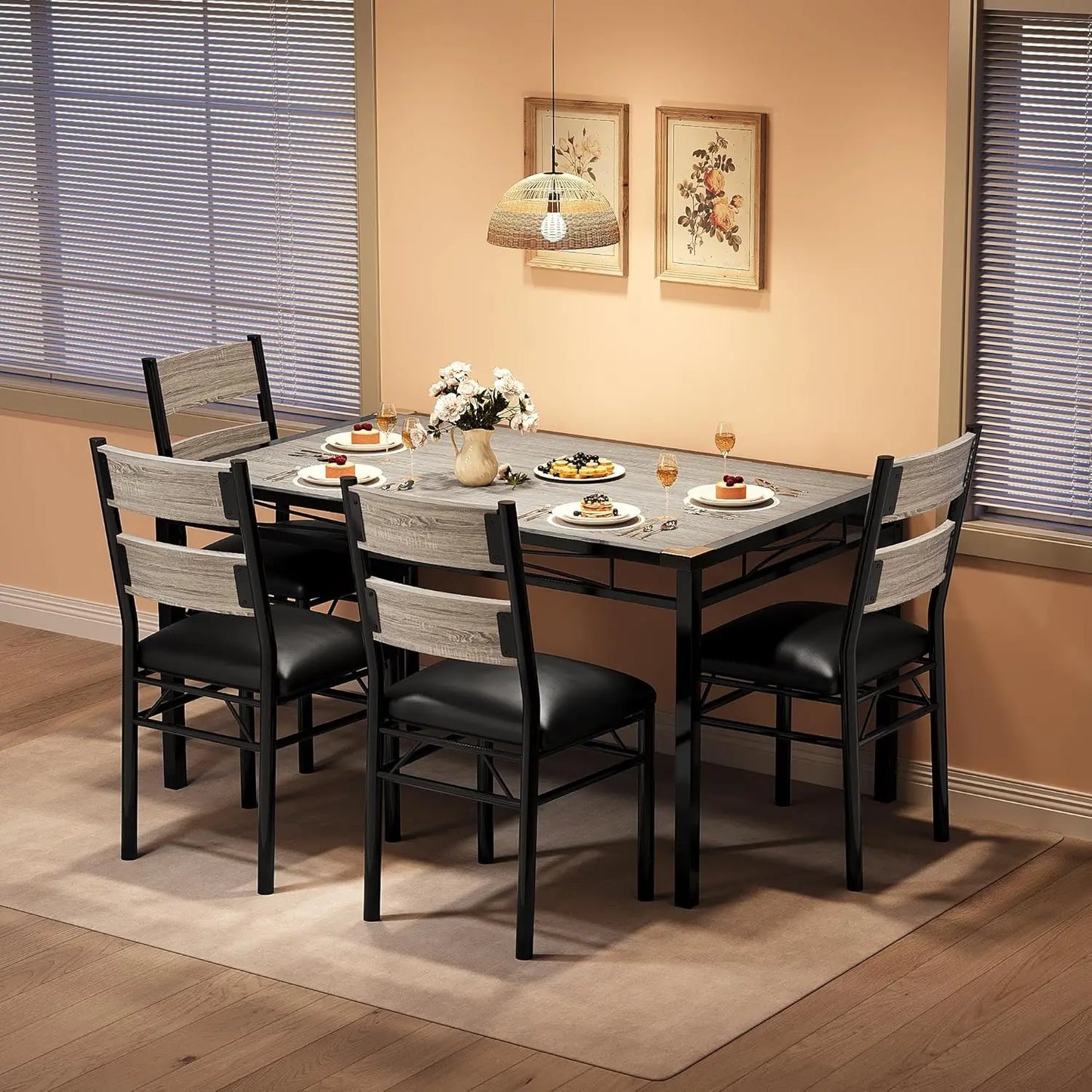 Acekool Table Set for 4 With Upholstered Chairs