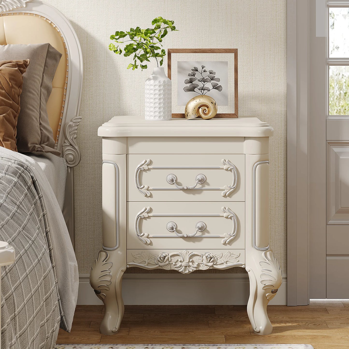 Tribesigns Two Drawer Nightstand End Table For Bedroom Living Room