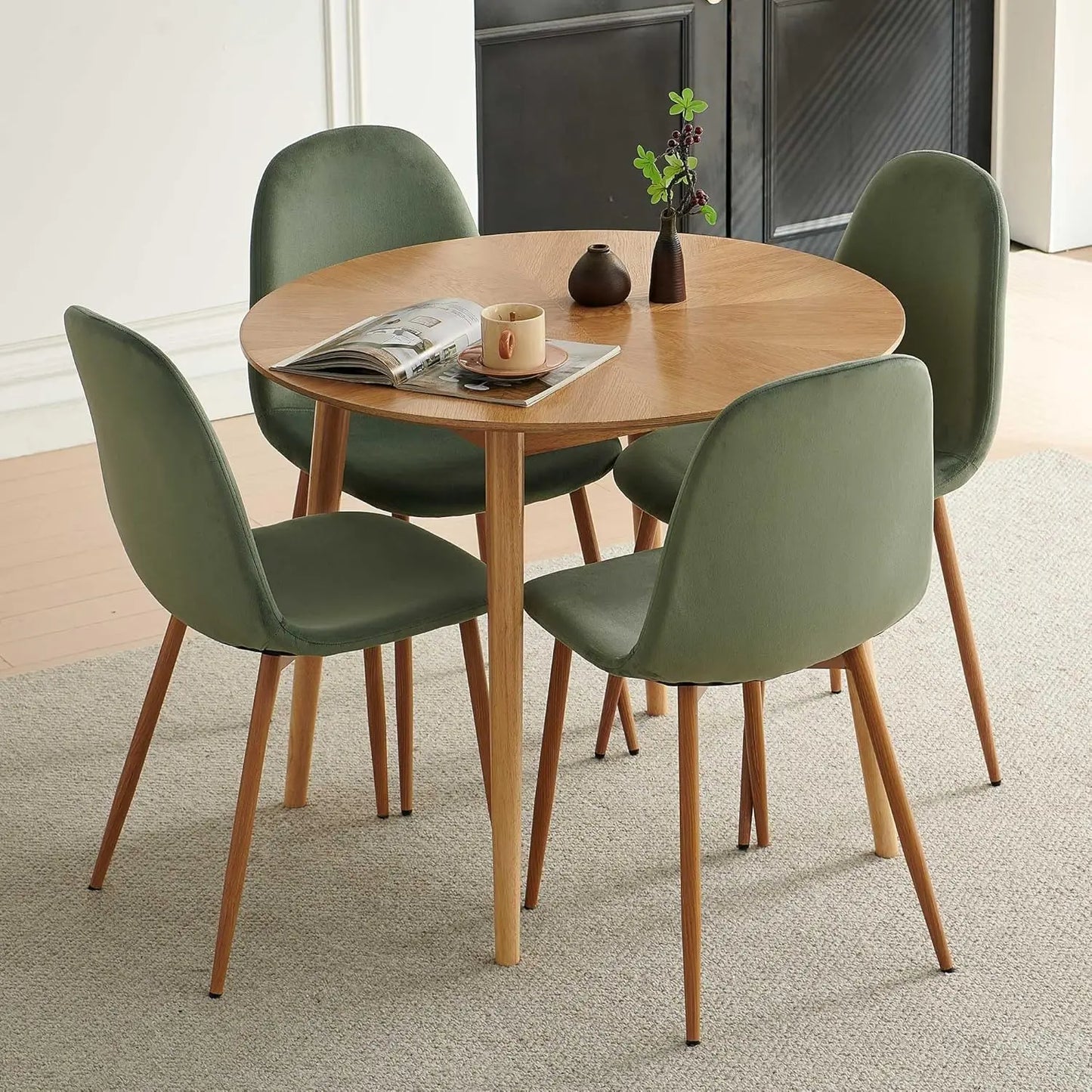 Velvet Dining Chairs Set Of 4 With Metal Legs Modern