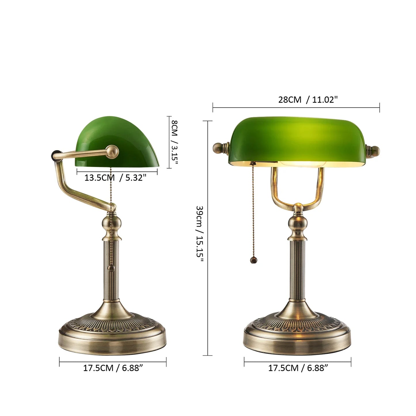 Newrays Glass Desk Lamp Banker Style Zipper Switch Night Light