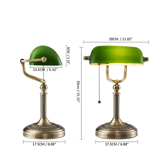 Newrays Glass Desk Lamp Banker Style Zipper Switch Night Light
