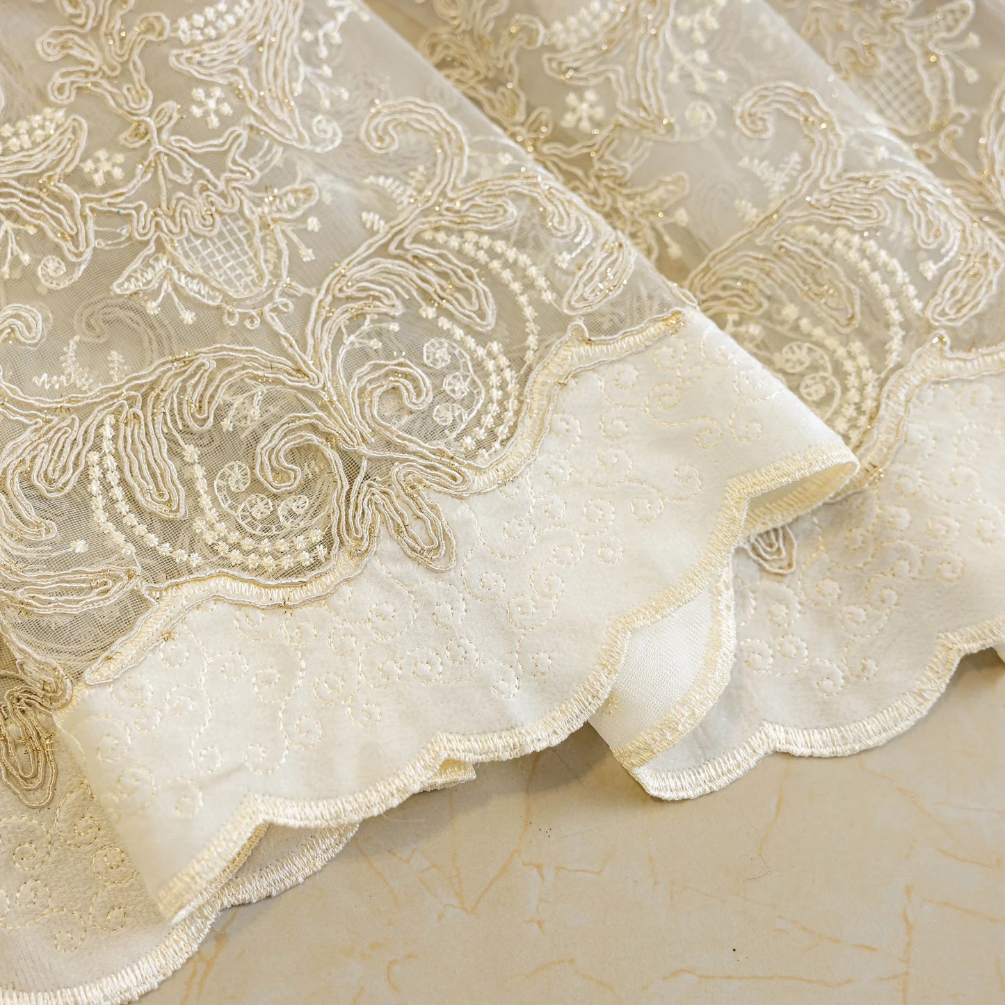 Embroidered Window Curtain With Luxurious 3D Embroidery Bedroom Living Room