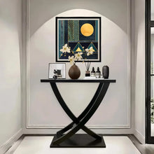 Wood Narrow Console Entryway Table With Curved Intersecting Legs