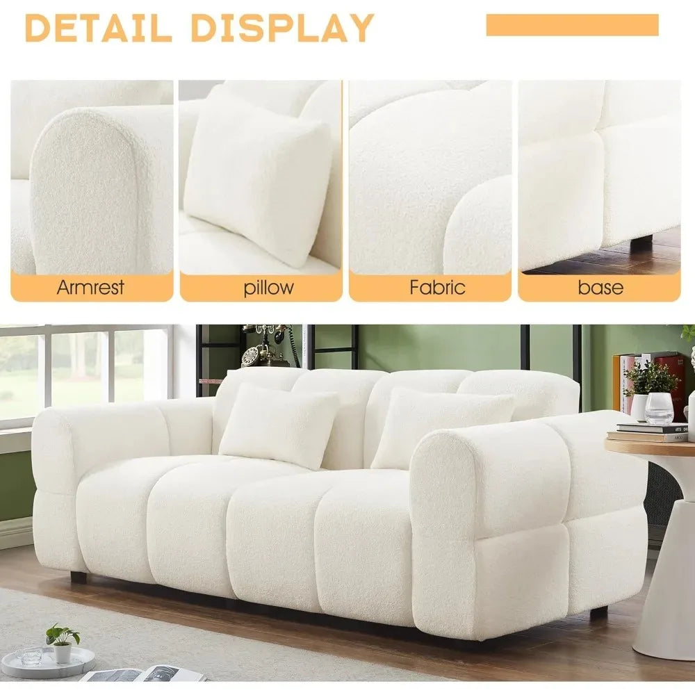 CHENGWEI Modern Lambswool Boucle 3 Seater Sofa for Living Room