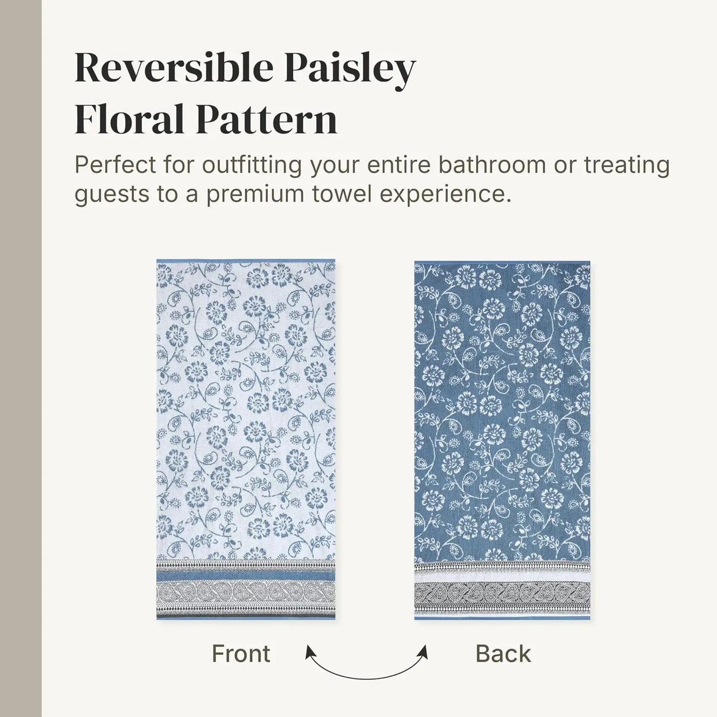 6-Piece Jacquard Towel Set: 2 Bath, 2 Hand, 2 Washcloths in Ophelia Blue - Modern Threads