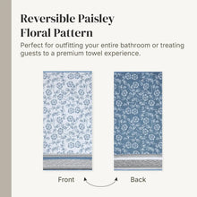 6-Piece Jacquard Towel Set: 2 Bath, 2 Hand, 2 Washcloths in Ophelia Blue - Modern Threads