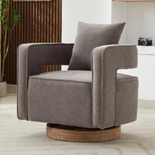 Upholstered Swivel Accent Chair Set Of 2 Linen Open Back Barrel Chair Pillow