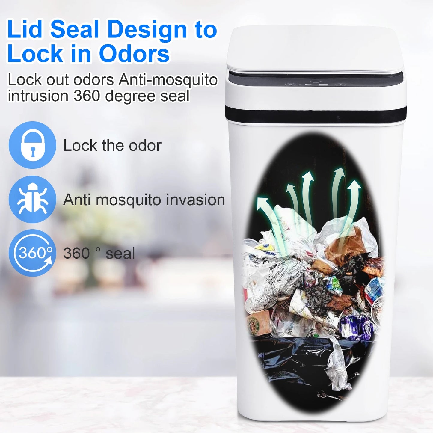 NONECN 2 Pack Bathroom Automatic Touchless Trash Can With Lid
