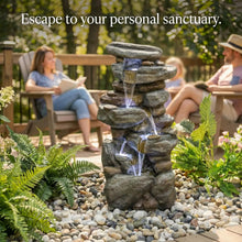 Outdoor Water Fountain Large - Stone Fountains with LED Light for Patio Yard Garden Backyard Decking Outdoor or Entryway Decor 3