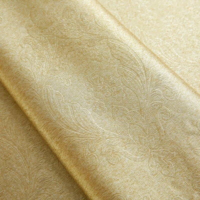 NONECN Elegant Double Layer Embossed 3D Embroidered Blackout Curtains Bedroom