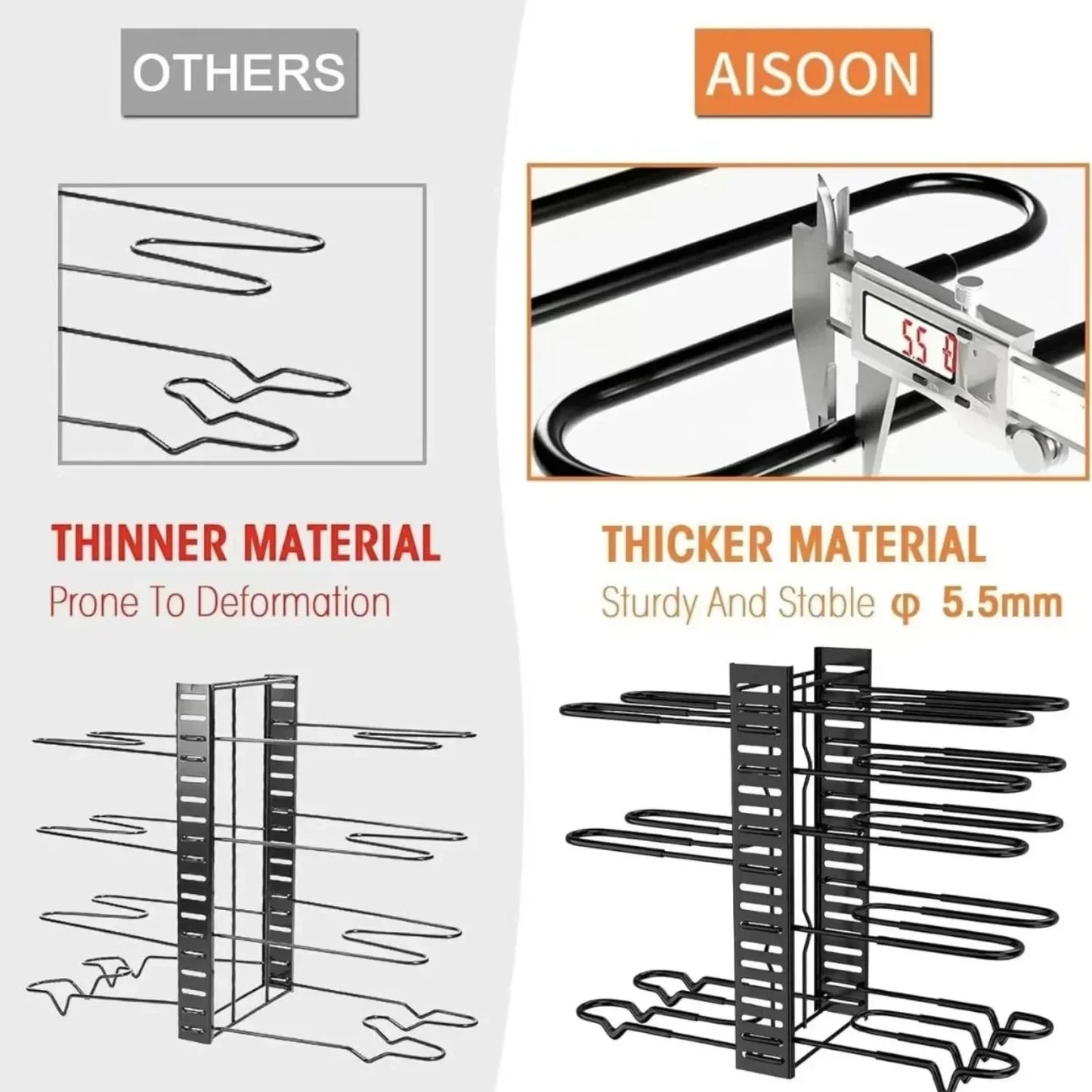 Adjustable 8-Tier Pot Pan Organizer Rack for Kitchen Cabinet Storage 3 DIY Methods to Arrange Your Pots And Pans Efficiently