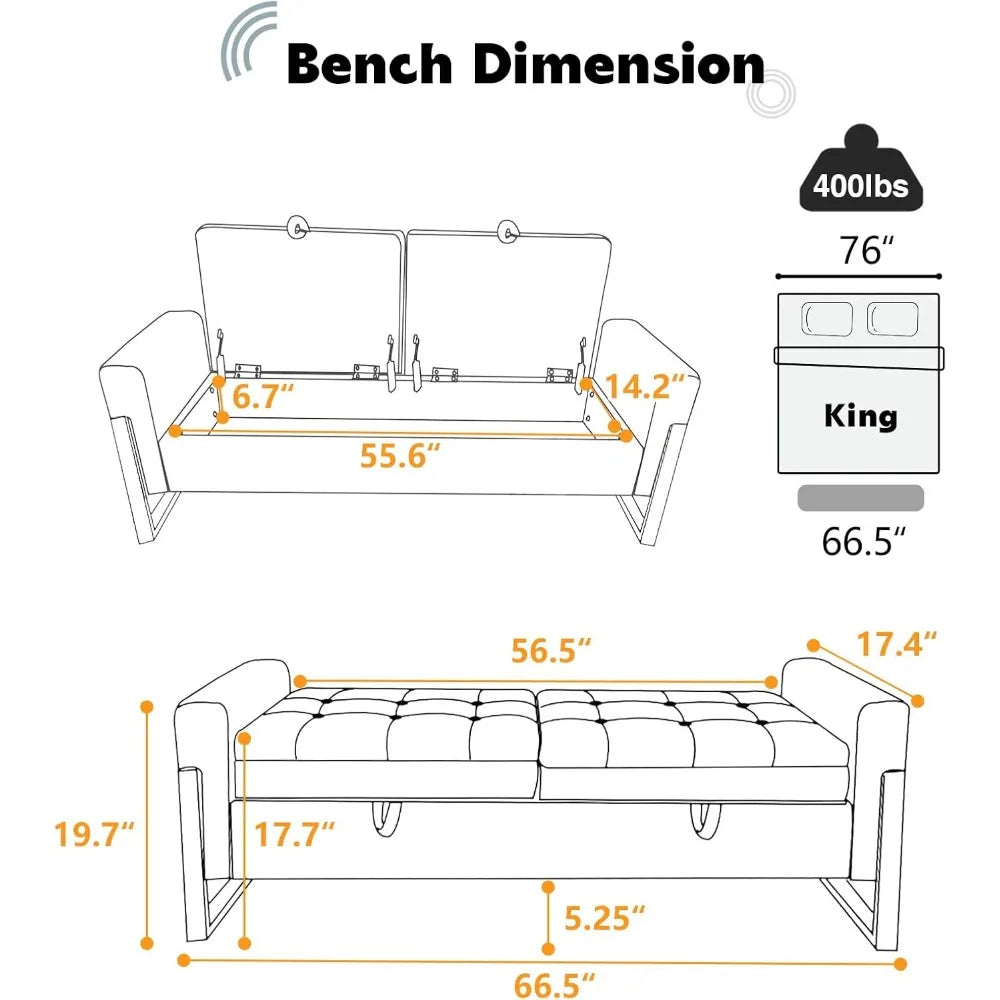 Velvet Storage Bench With Golden Legs For Bedroom Storage